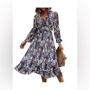 Simplee Blue Floral Dress